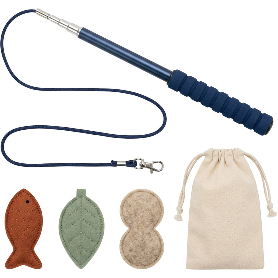 Qndgp Telescoping Cat Wand with Three Felt Attachments Navy